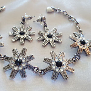 Rhinestone Spur Rowell Spur Bracelet & Earring Set